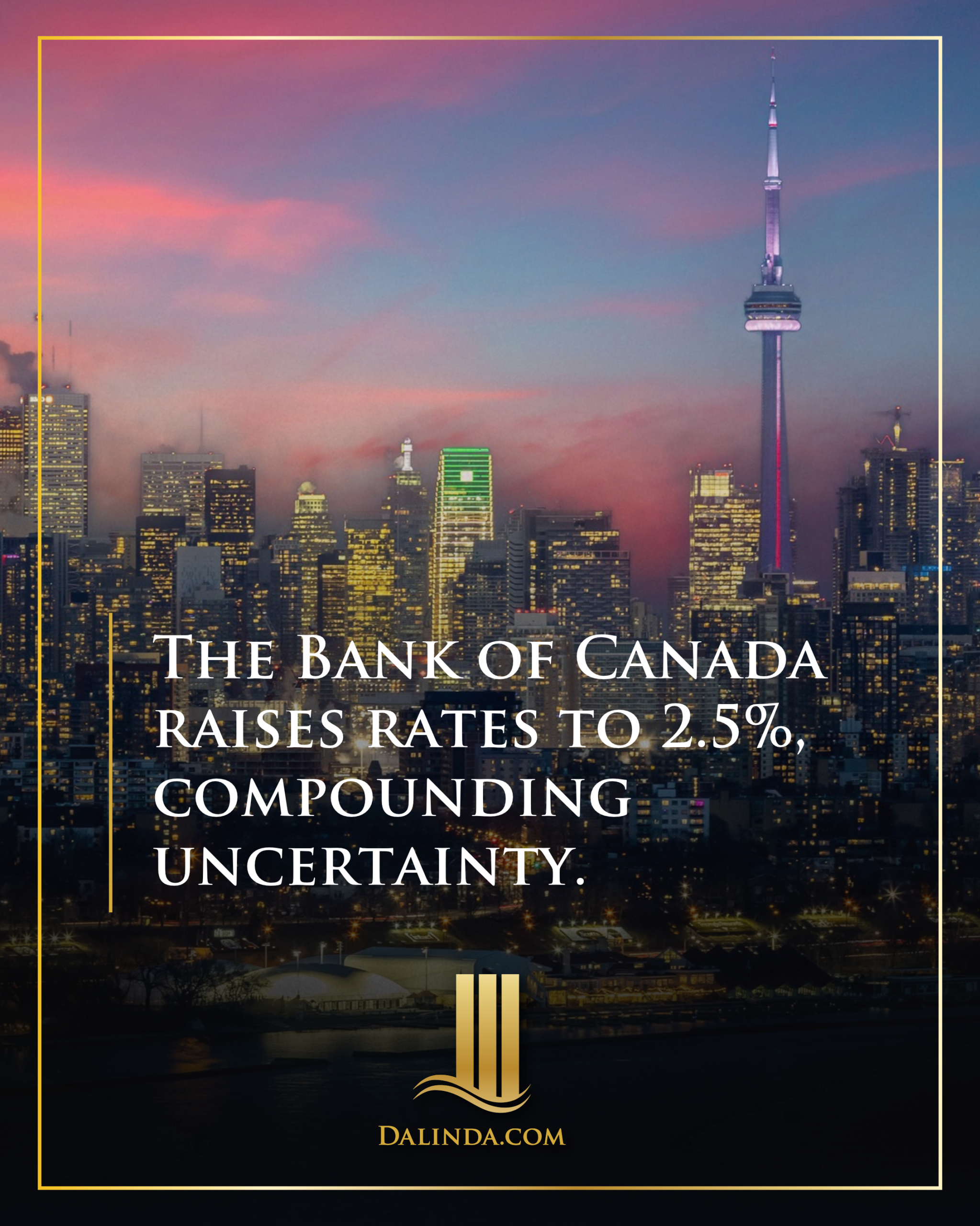 The Bank of Canada raises rates to 2.5%, compounding uncertainty.